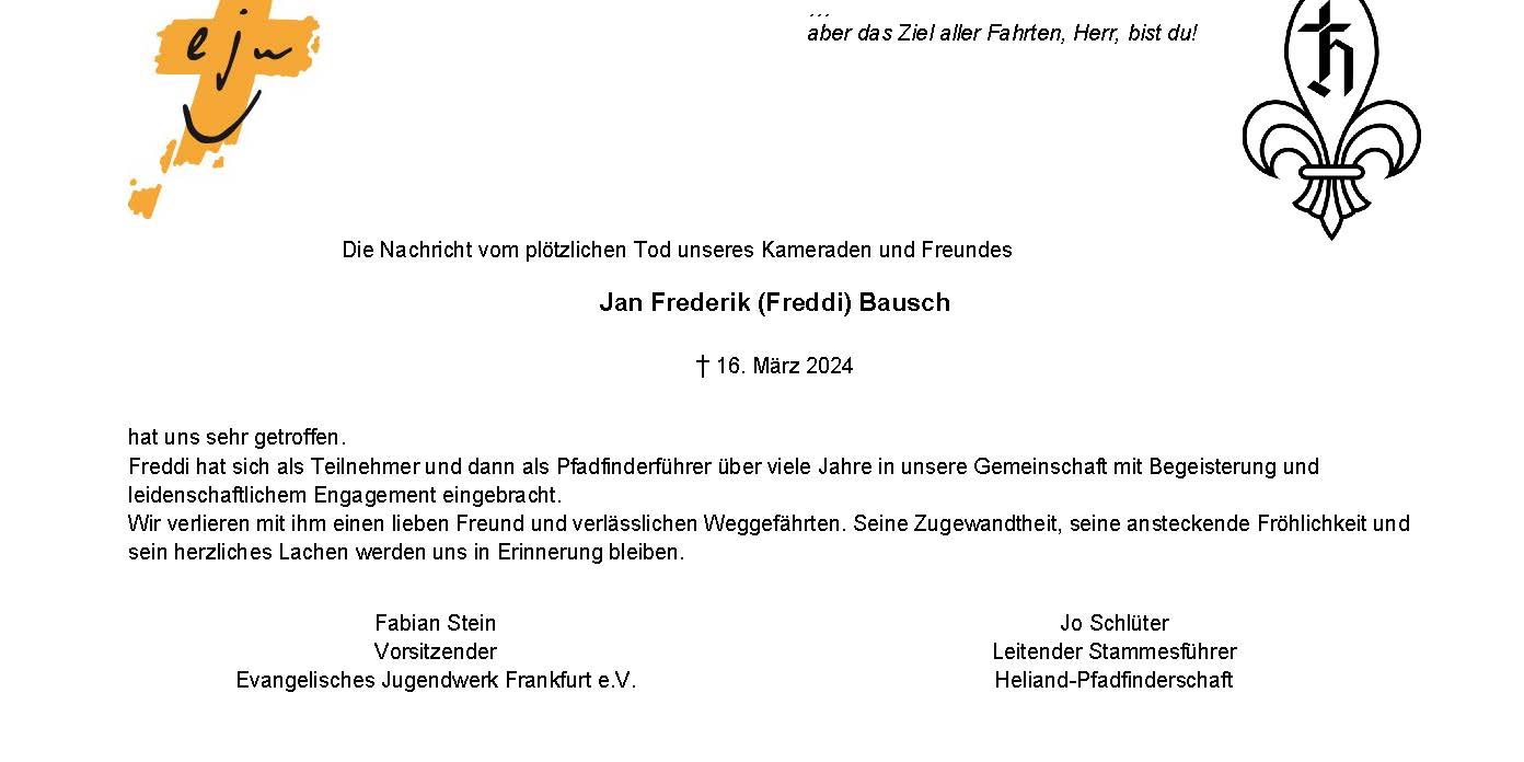 Traueranzeige Freddi Bausch Entwurf