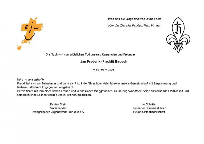 Traueranzeige Freddi Bausch Entwurf